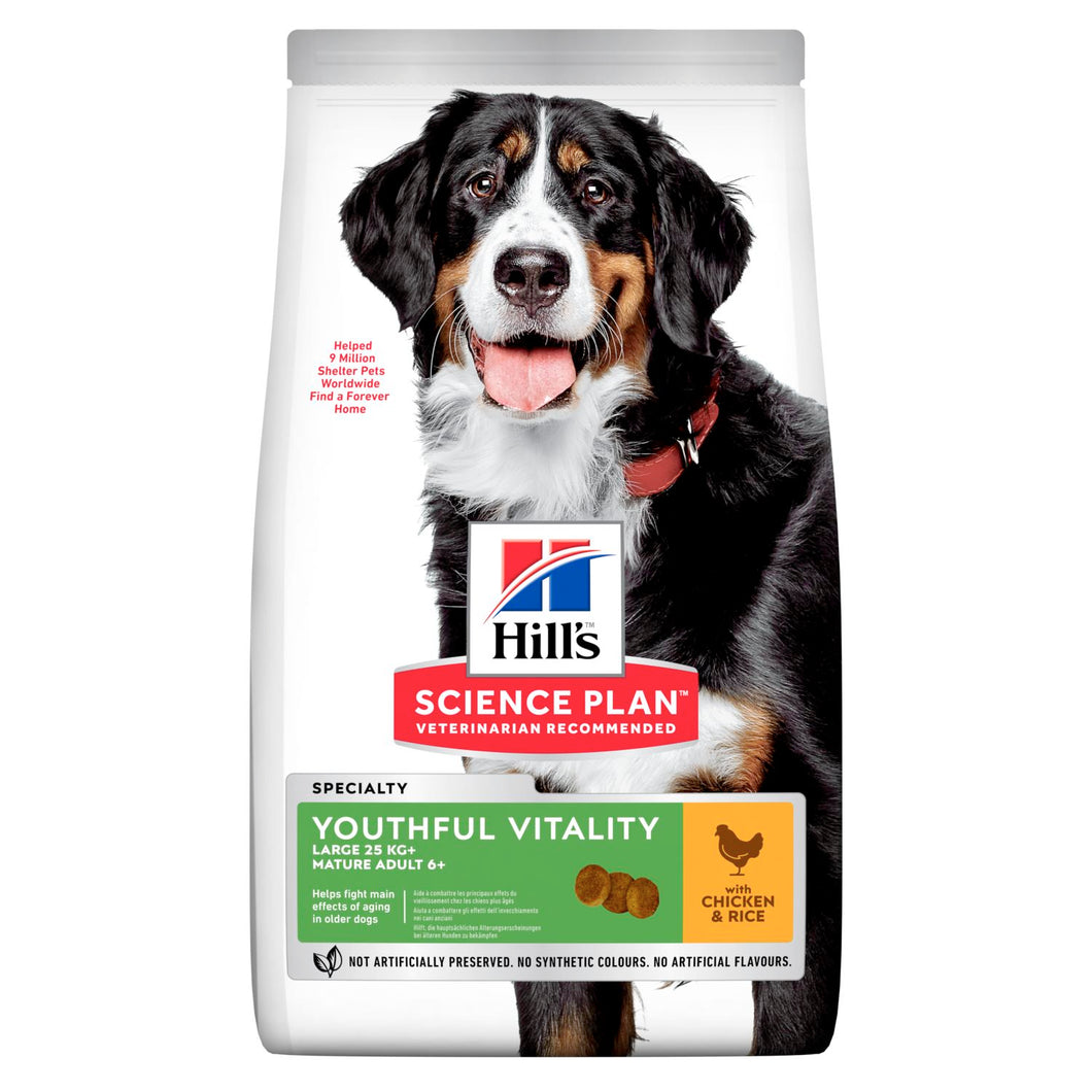 Hill's Science Plan Youthful Vitality Large Breed Mature Adult 5+ Alimento per Cani con Pollo e Riso