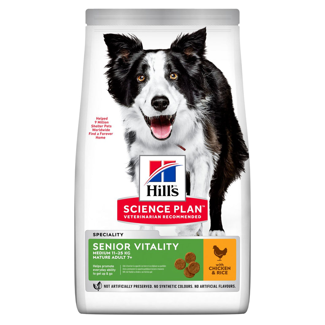 HILL'S SCIENCE PLAN Senior Vitality Medium Mature Adult 7+ Alimento per Cani con Pollo e Riso