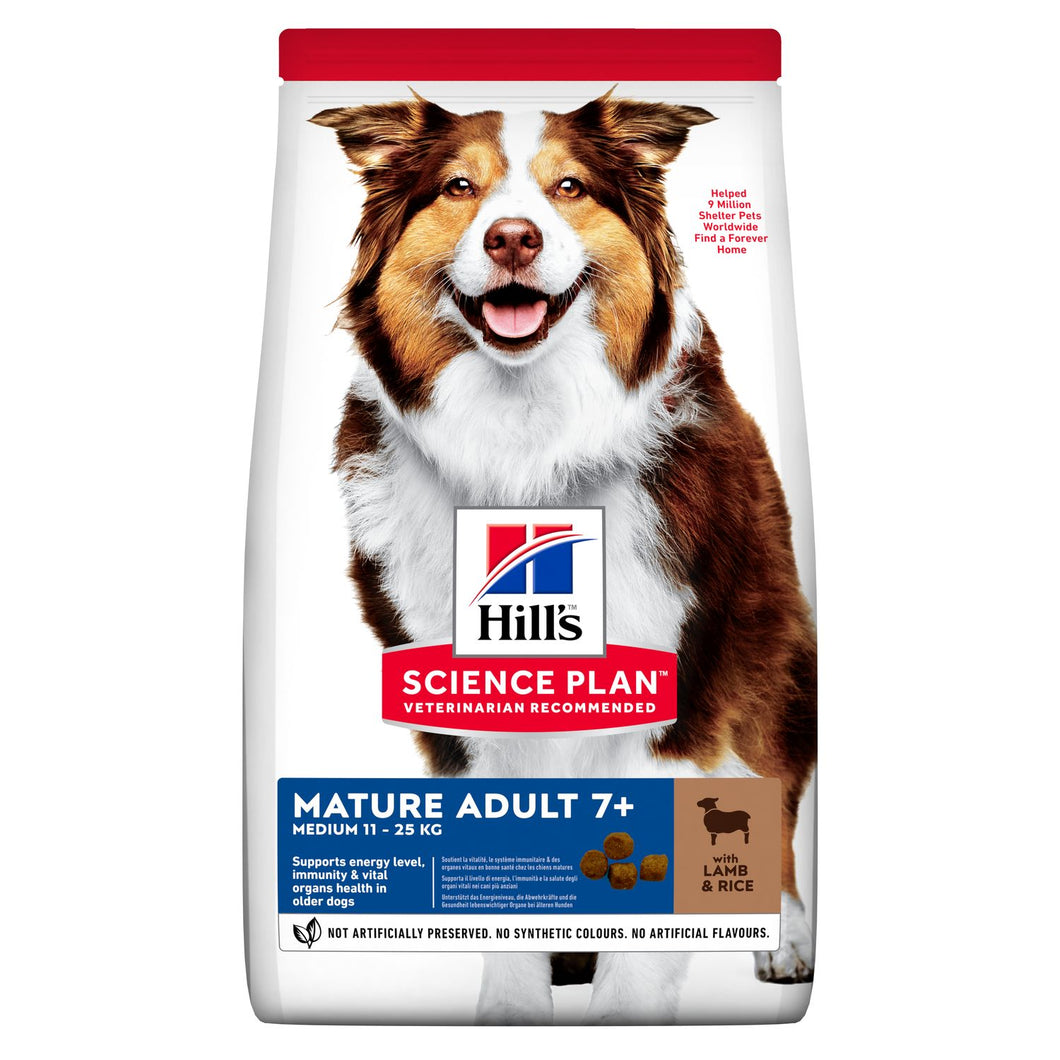 Hill's Science Plan Medium Mature Adult 7+ Alimento per Cani con Agnello e Riso
