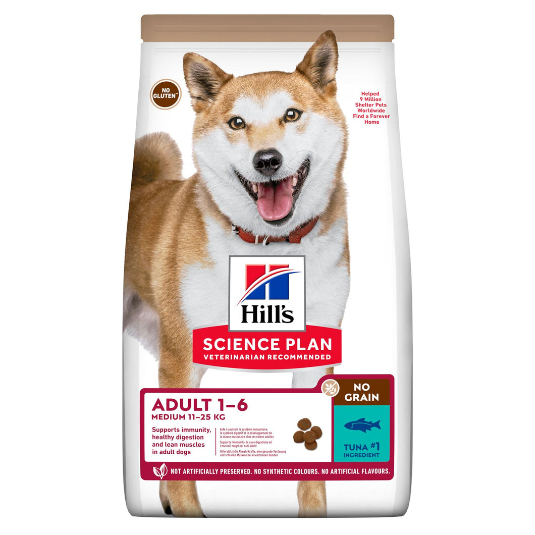 Hill's Science Plan NO GRAIN MEDIUM ADULT IPOALLERGENICO Alimento per Cani con Tonno