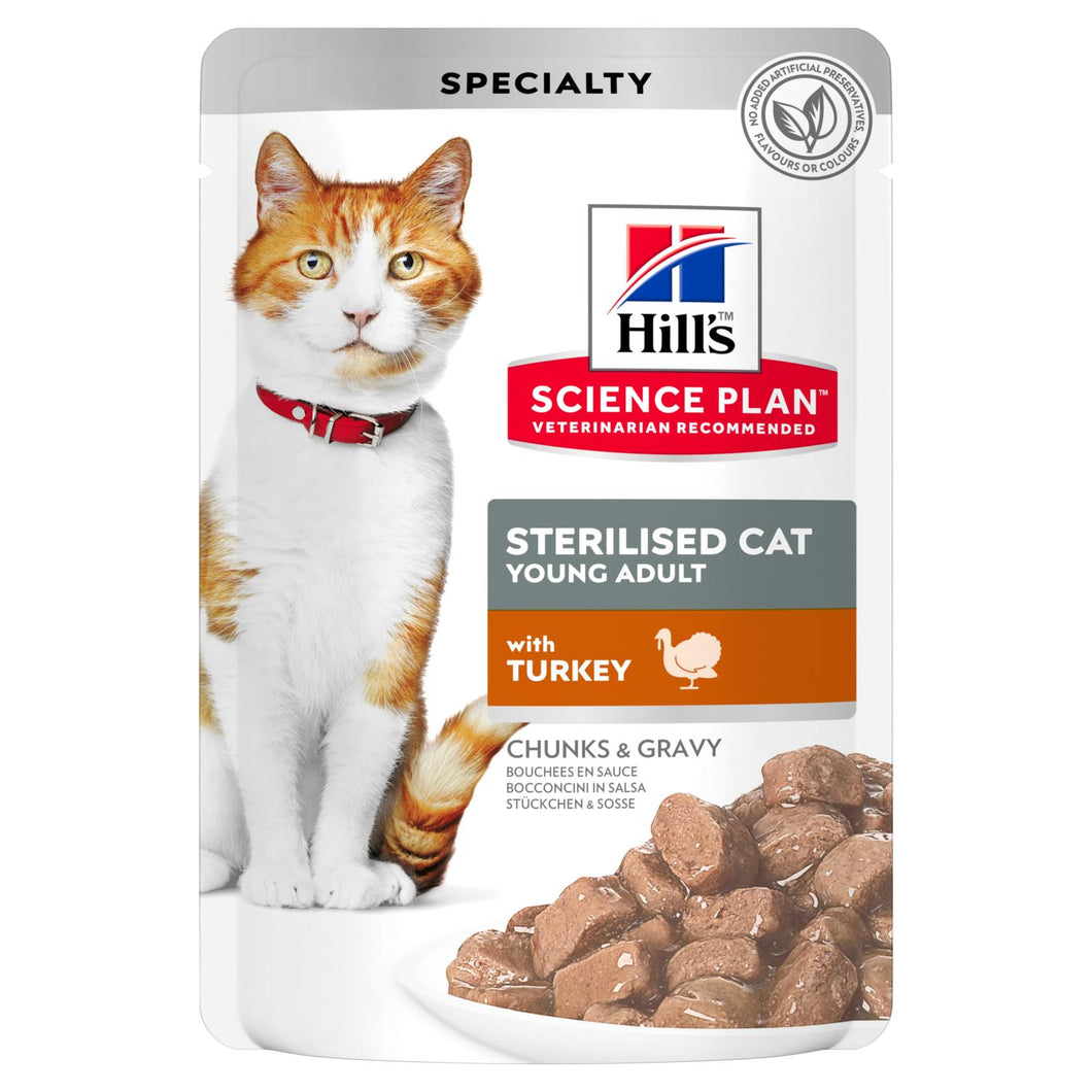 Hill's Science Plan Young Adult Sterilised Cat Alimento per Gatti con Tacchino Bustina